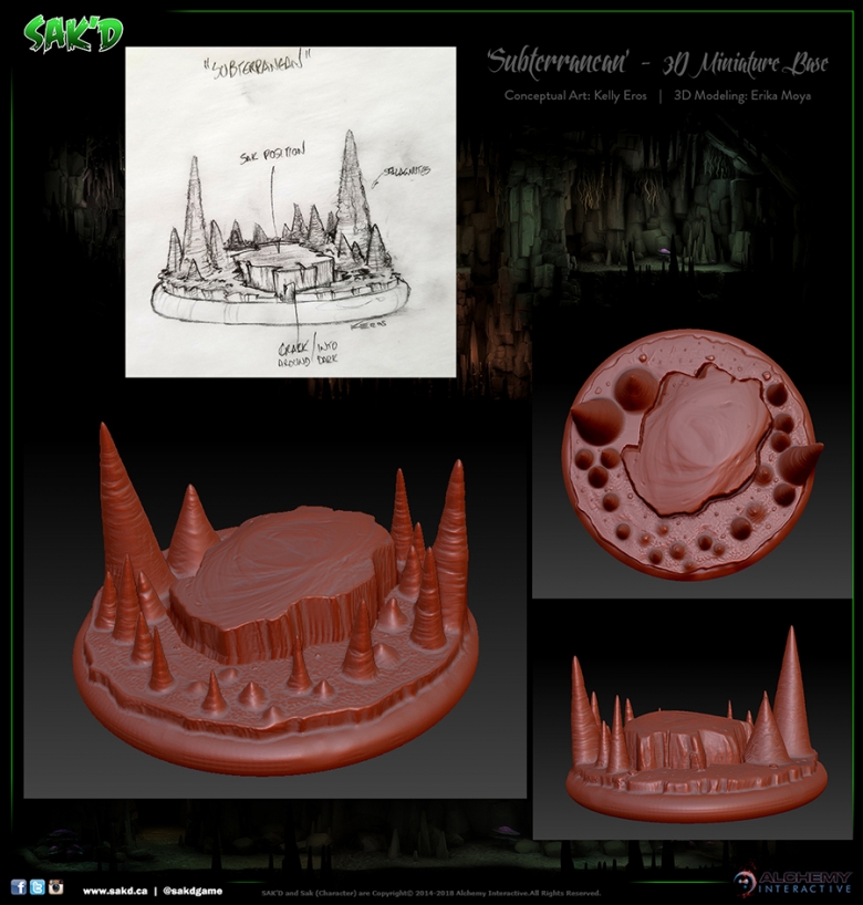 SAK'D 3D Printed Miniature Figure Base - Cavern