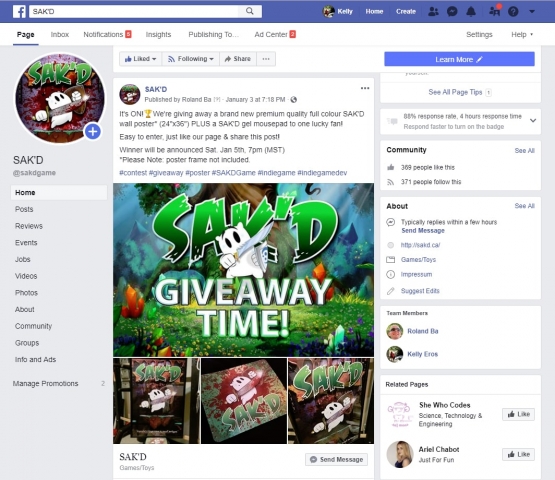 SAK'D First Official Giveaway - FacebookScreenshot