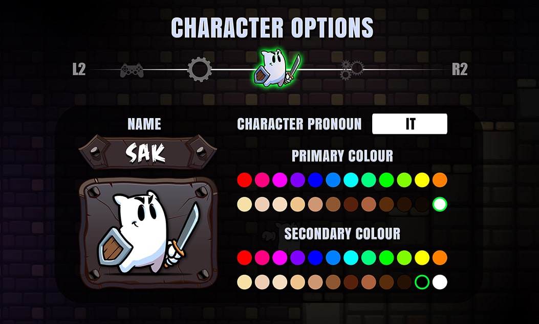 Sak Character Customization Screen Example (not final version)
